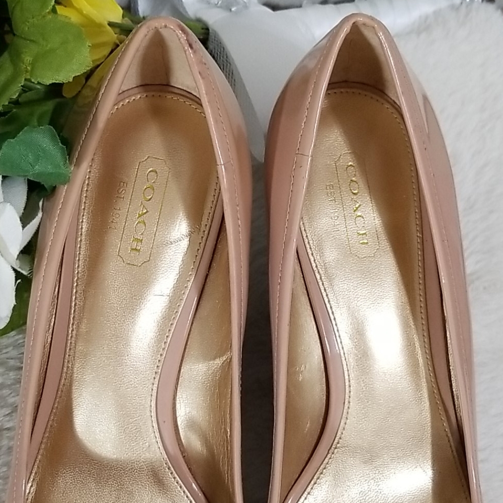 Coach PAOLA open toe patent leather wedge 9 - Picture 9 of 10